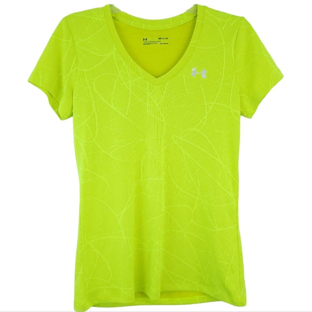 Under Armour Fluorescent Neon Yellow Loose Short Sleeve Tee Small Athletic Top
